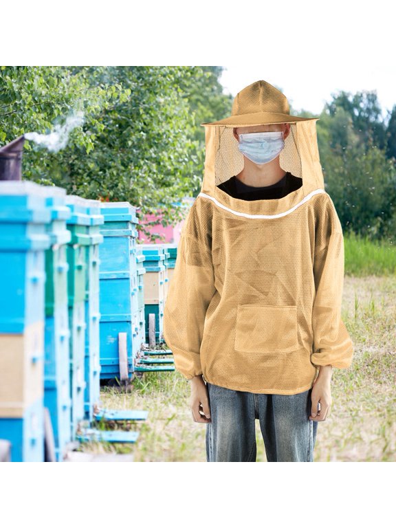 Advanced Unisex Professional Air Mesh Beekeeping Protective Jacket Beekeeper Veil Suit Smock Workwear Uniform For Outdoor Safety Orange Size 15.4 in / 39.1 cm