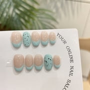 Advanced nude pure handmade wearing nail temperament white short French manicure patch fake nail finished product student