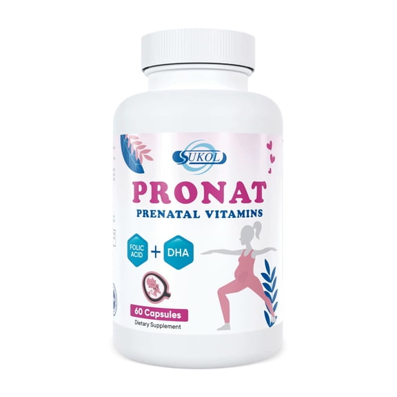 Advanced prenatal vitamins PRONAT : 18 Key Ingredients Folic Acid & DHA for Complete Dietary Support. 60 Count. Made in USA