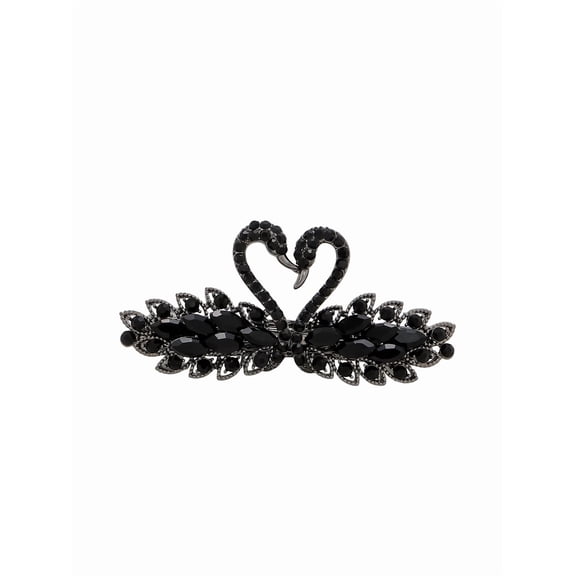 Advanced sense of black swan horizontal clip crystal hairpin headdress back of the head half tie spring clip metal hairpin a word clip