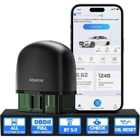 Advancer AD20 OBD2 Scanner Diagnostic Tool, Code Reader for & , System Scan Tool with Updates - Check Engine, Oil Reset, Test, Test