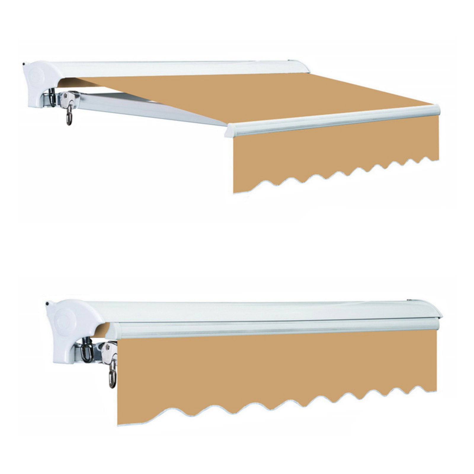 Khaki 12' x 10' Retractable Patio Awning with Aluminum Frame