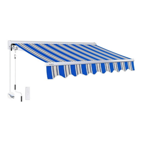Advaning Luxury Series 10x8 ft. Electric Retractable Sunshade Awning - Ocean Blue