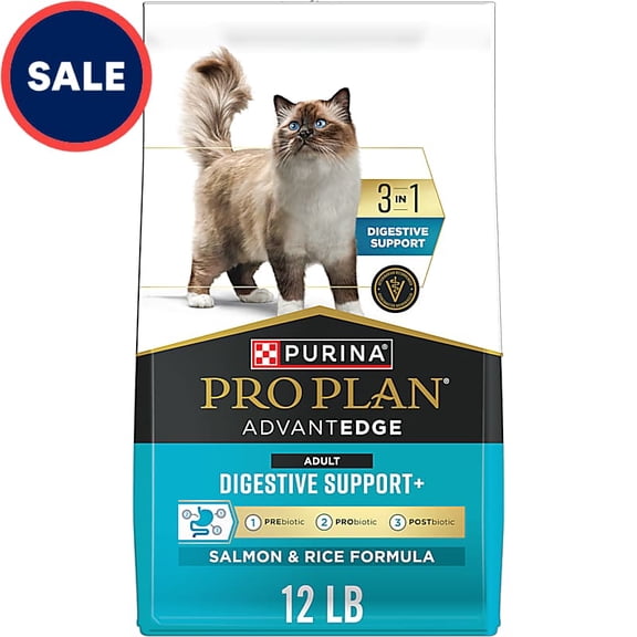 Purina Pro Plan AdvantEDGE Digestive Support Plus Adult Salmon and Rice Formula Dry Cat Food 12 lbs.