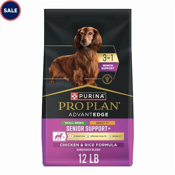 Purina Pro Plan AdvantEDGE Senior Support Plus Small Breed Shredded Blend Chicken and Rice Formula Dry Dog Food 12 lbs.