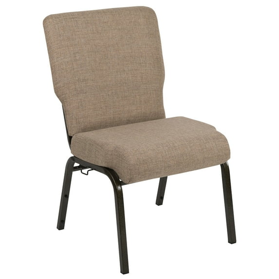 35" Mixed Tan Molded Foam Church Chair with Gold Vein Frame