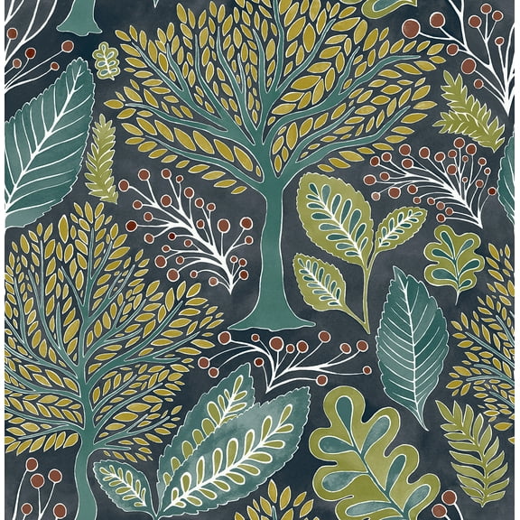 Advantage 2980-26186 Blue, Kiah forest Wallpaper 20.5-in by 33-ft