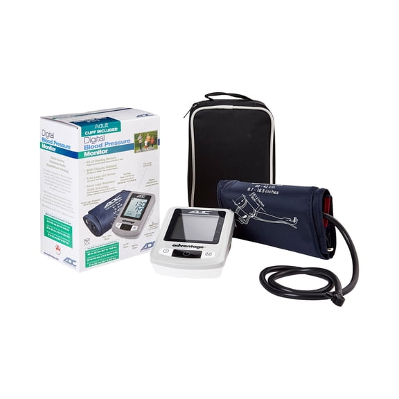 Advantage 6021N Series Wide Range Adult Cuff Arm Home Automatic Digital Blood Pressure Monitor 1-Tube Blue 1 Each