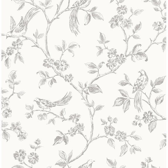 Advantage Aaron White Bird Trail Unpasted Non Woven Wallpaper, 20.5-in by 33-ft, 56.4 sq. ft.