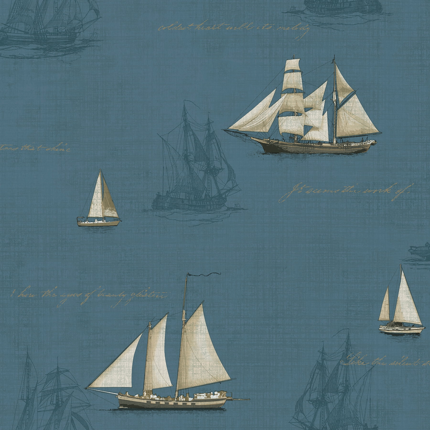 Advantage Andrew Blue Sailboat Wallpaper, 20.5-in by 33-ft, 56.38 sq. ft