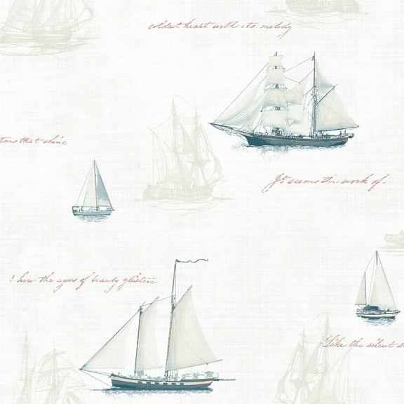 Advantage Andrew White Sailboat Wallpaper, 20.5-in by 33-ft, 56.38 sq. ft