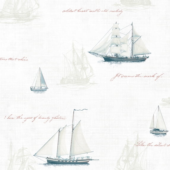 Advantage Andrew White Sailboat Wallpaper, 20.5-in by 33-ft, 56.38 sq. ft
