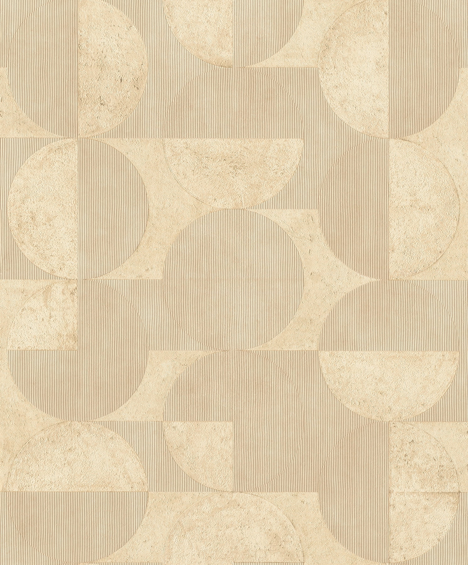 Light Brown Geometric Circles and Rectangles Non-Woven Wallpaper