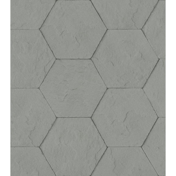 Advantage Bascom Dark Grey Stone Hexagon Wallpaper