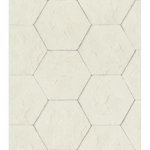 Advantage Bascom Dove Stone Hexagon Wallpaper