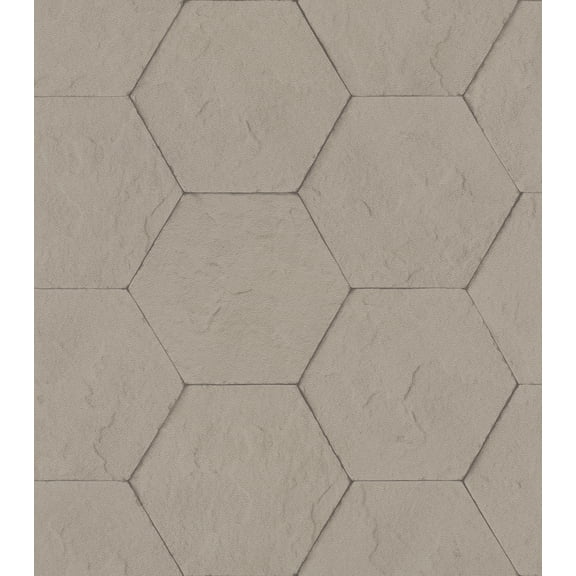 Advantage Bascom Light Grey Stone Hexagon Wallpaper