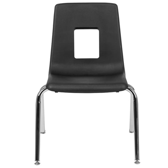 Advantage Black Student Stacking School Chair, Plastic, 16-inch