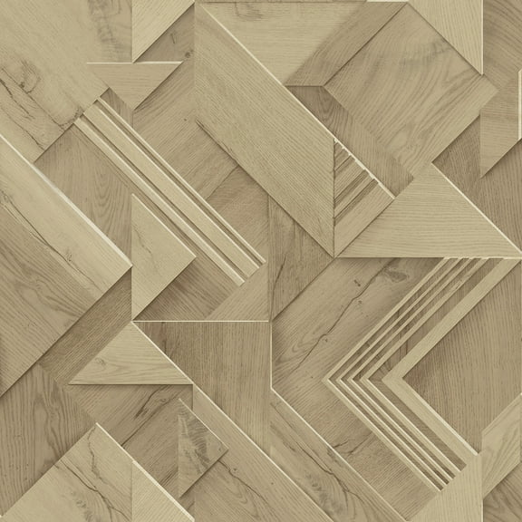 Advantage Cassian Light Brown Wood Geometric Wallpaper