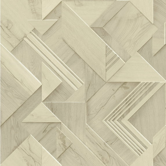 Advantage Cassian Taupe Wood Geo Wallpaper