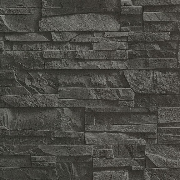 Advantage Collegiate Charcoal Stacked Slate Unpasted Nonwoven Wallpaper, 20.5-in by 33-ft, 56.4 sq. ft.