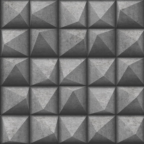 Advantage Dax Black 3D Geometric Wallpaper