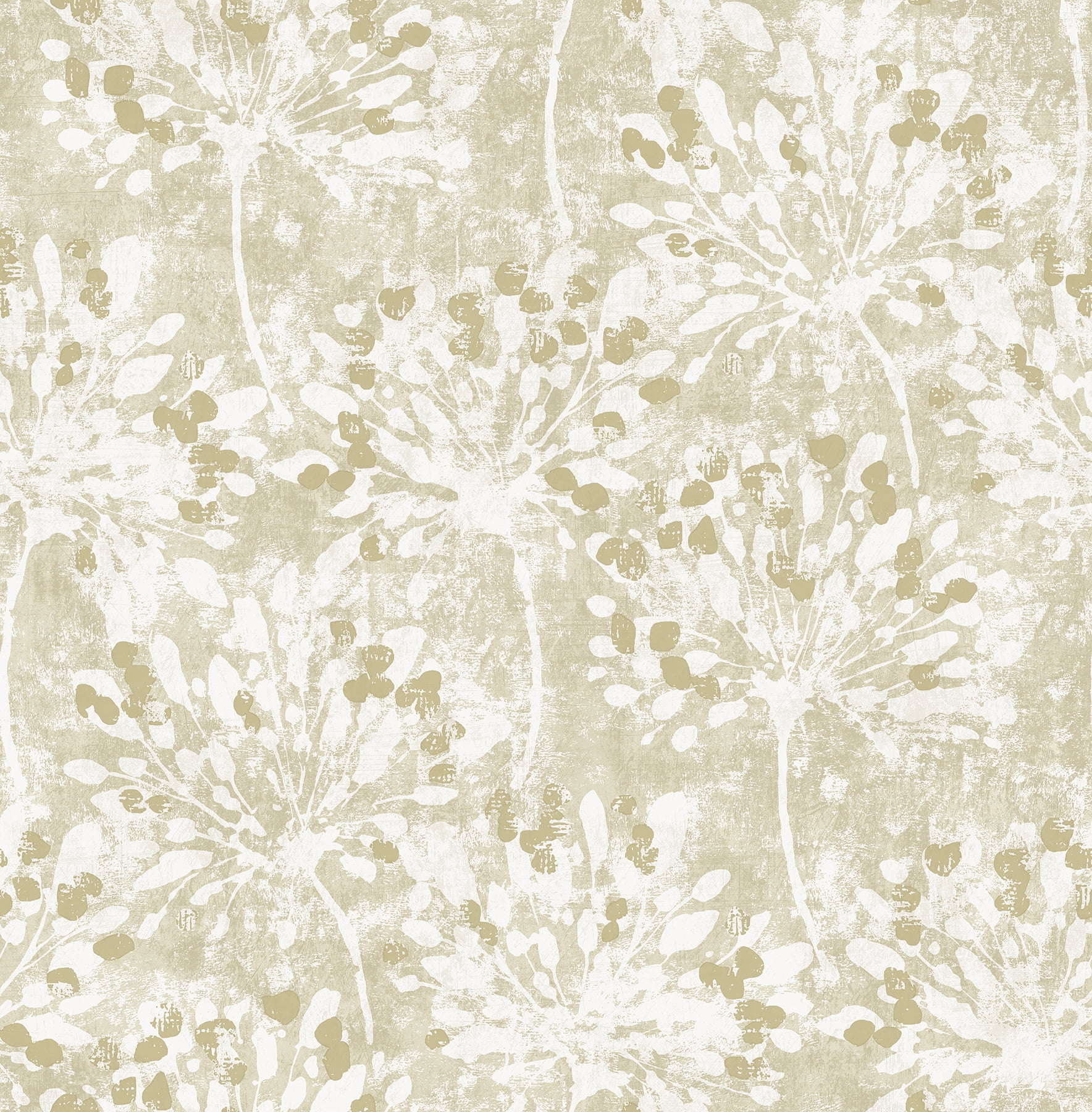 Dori Gold and White Painterly Floral Non-Woven Wallpaper