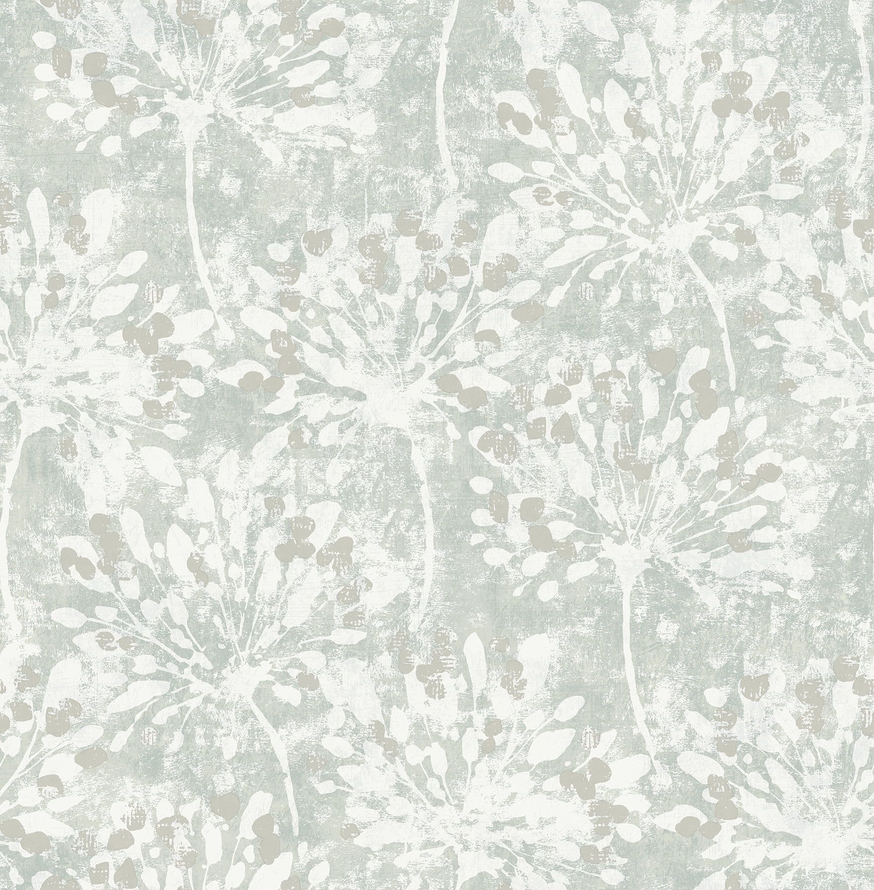 Dori Light Green and White Painterly Floral Non-Pasted Wallpaper