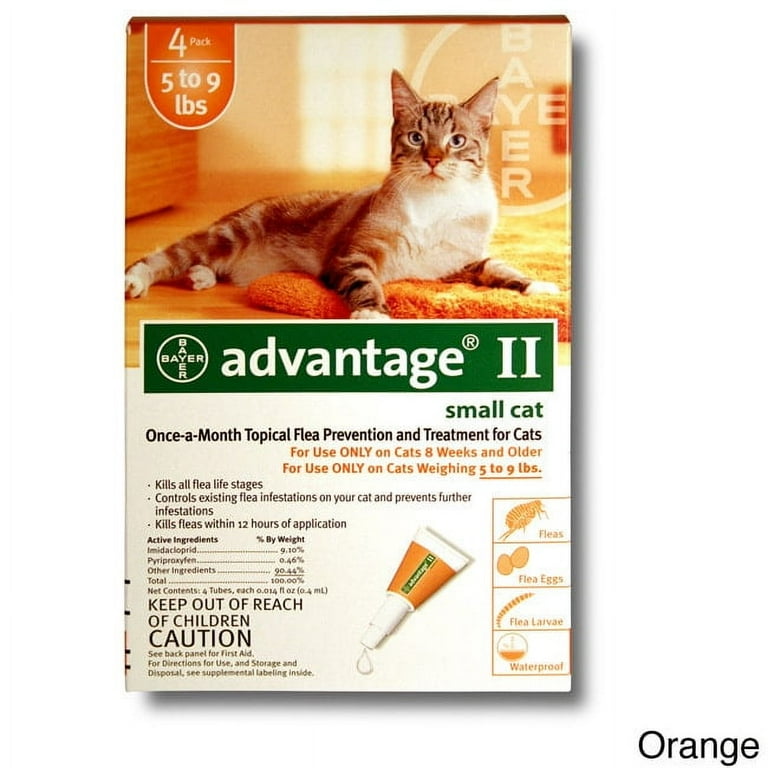 Advantage II For Cats – Monthly Topical Flea Treatment For Small Cats (5-9 Lbs), Orange Tube, 6-Pack