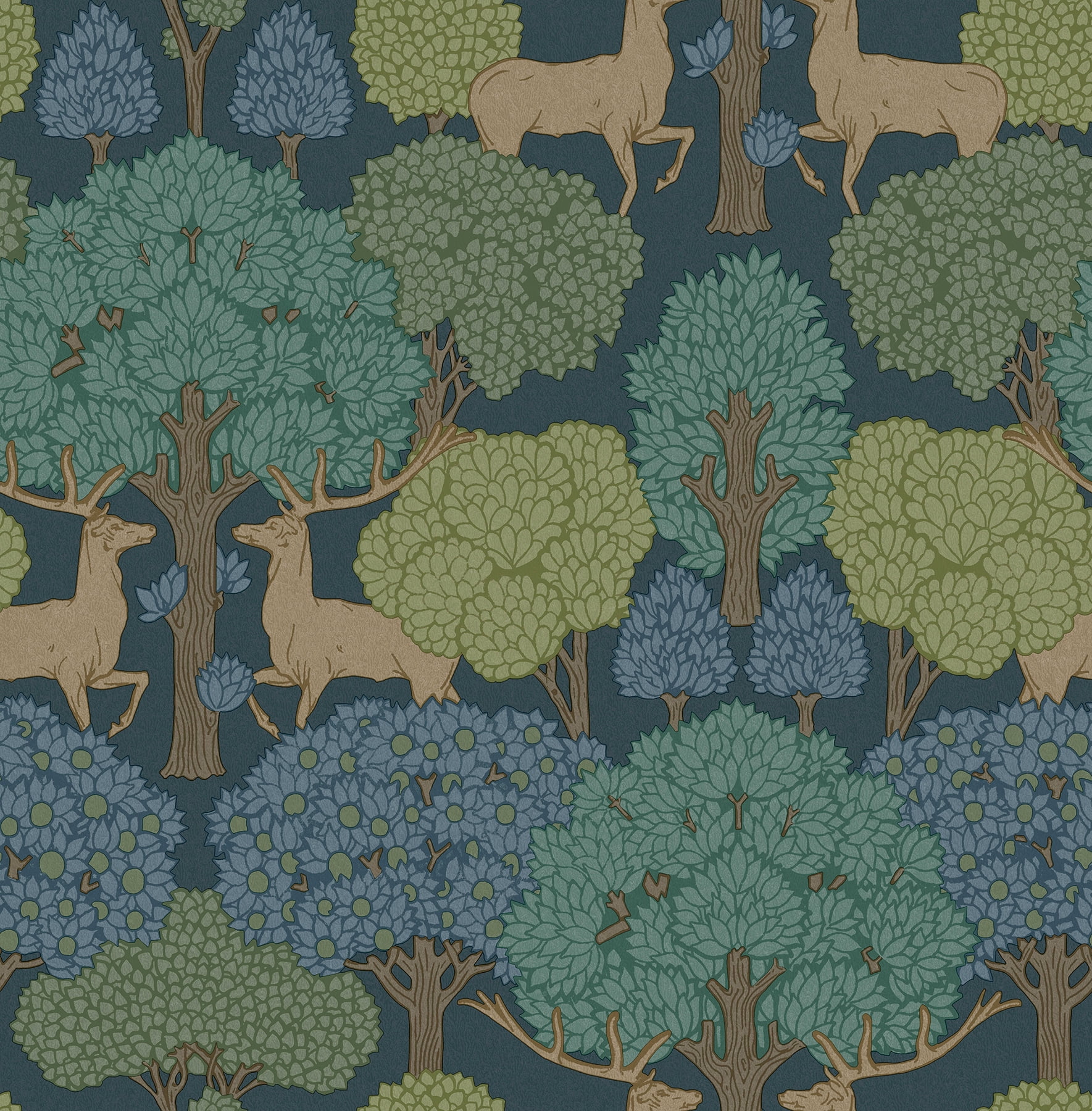 Advantage Forest of Arden Blue Deer Wallpaper - Walmart.com