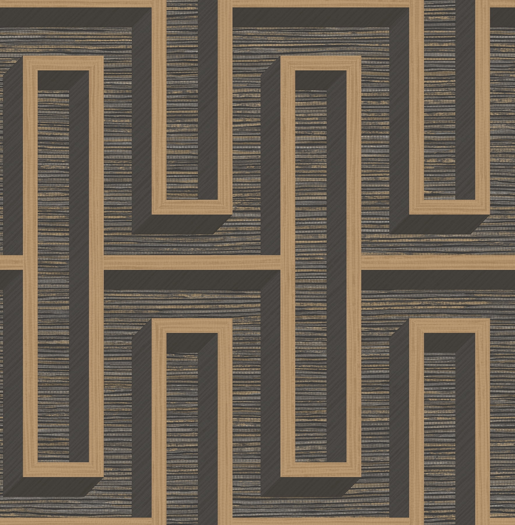 Advantage Henley Black Geometric Grasscloth Wallpaper