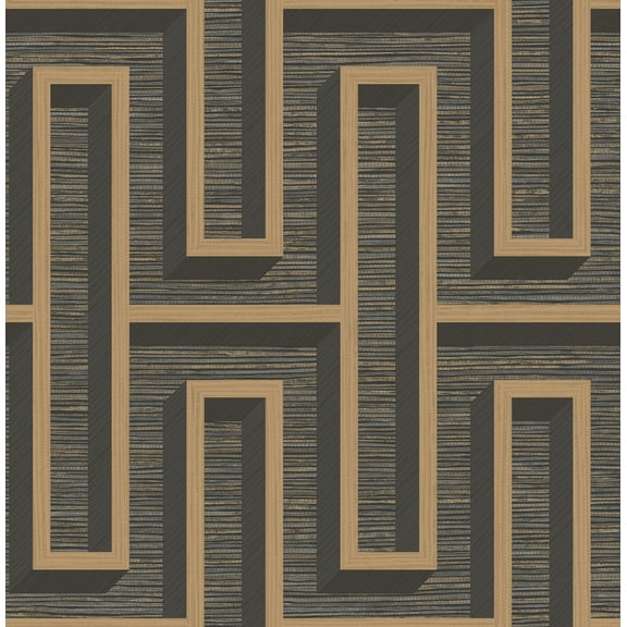 Advantage Henley Black Geometric Grasscloth Wallpaper