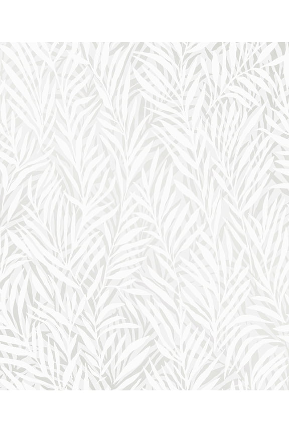 Holzer White Fern Wallpaper, 20.9-in by 33-ft, 57.48 sq. ft.