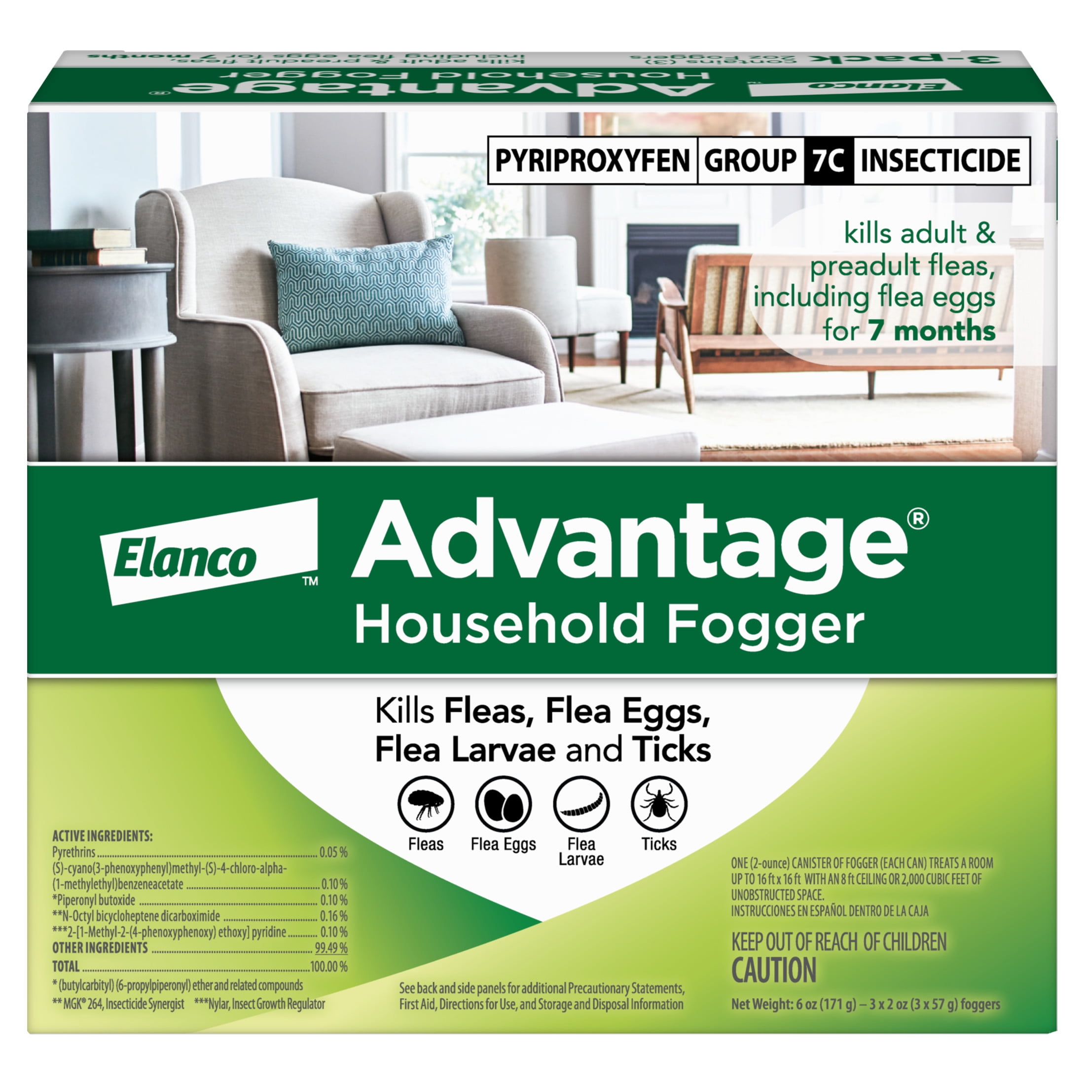 Advantage Household Indoor Fogger for Insects, Fleas & Ticks, 3 Pack
