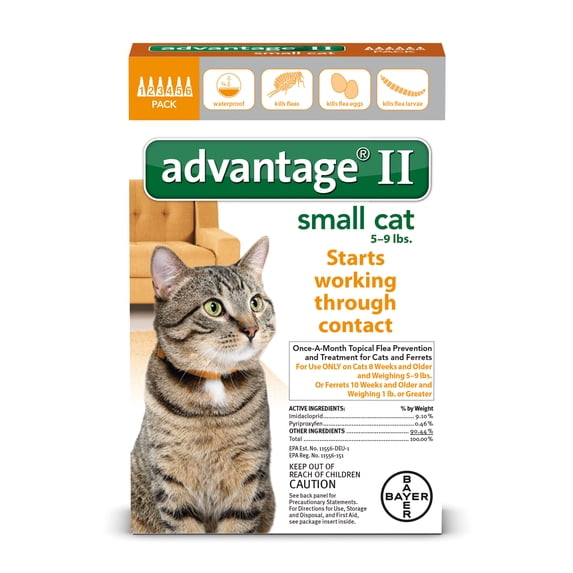 Advantage II Flea Treatment for Small Cats, 6 Monthly Treatments