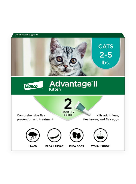 Advantage II Vet-Recommended Flea Prevention for Kittens & Cats 2-5 lbs, 2-Monthly Treatments