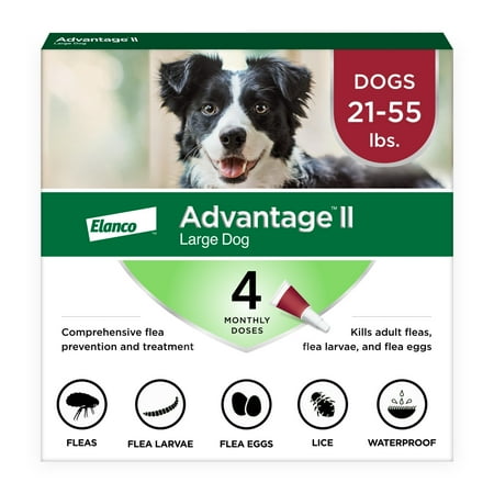 Advantage II Flea And Tick Monthly Topical Treatment For Large Dogs, 4 Treatments
