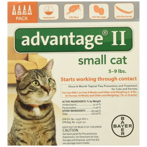 Advantage II for Cats 5-9 Lbs.Fleas ~~ 4 Months
