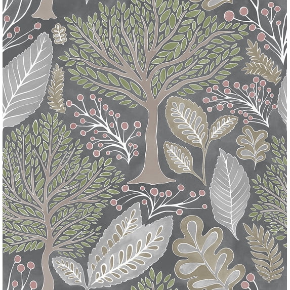 Advantage Kiah Grey Forest Wallpaper