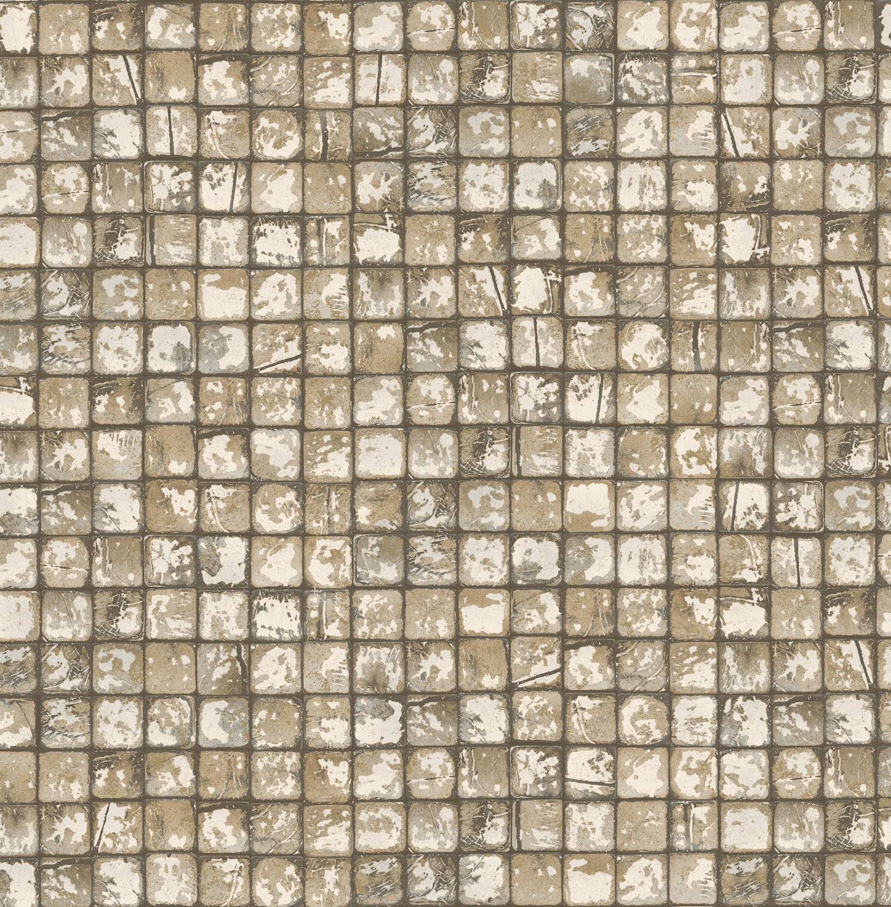 Neutral Brown and White 3D Tiled Wallpaper