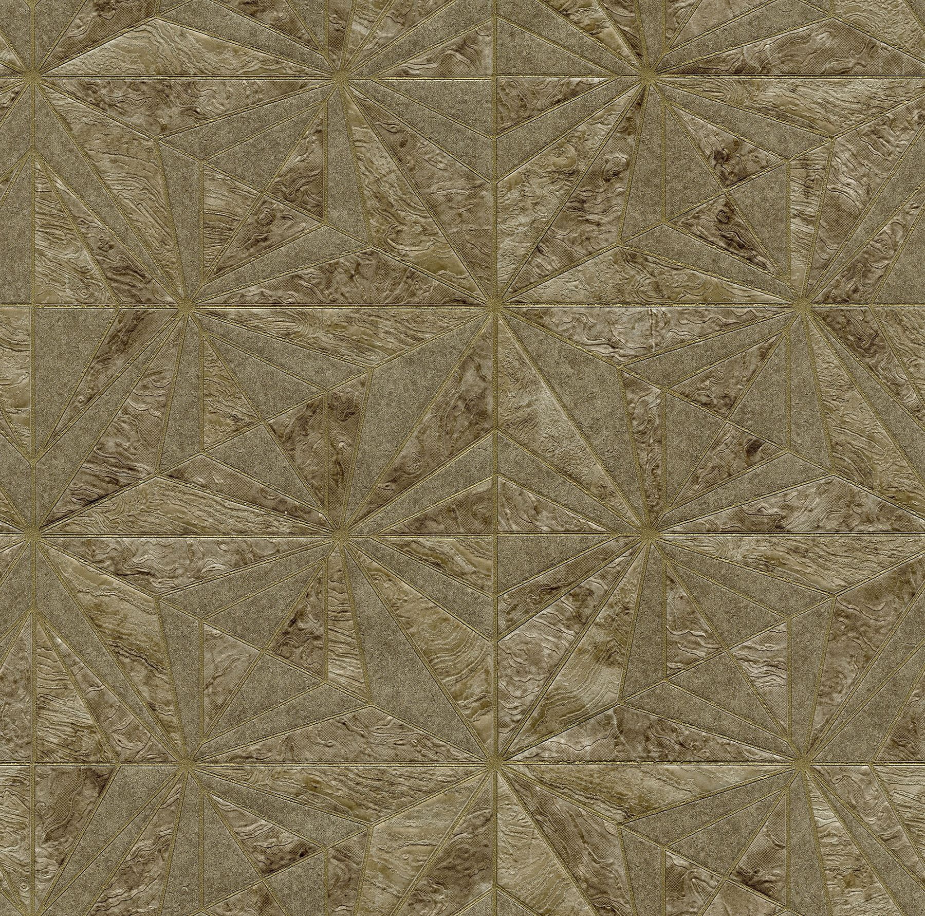 Advantage Los Cabos Brown Marble Geometric Wallpaper