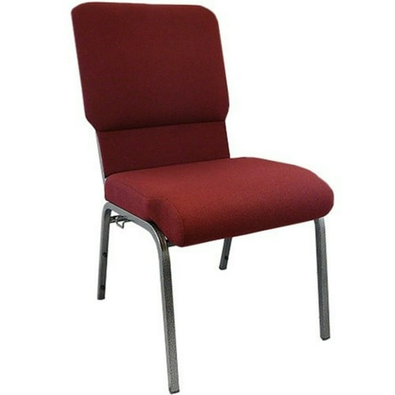 Flash Furniture Advantage 18.5" Fabric Church Chair in Maroon with Book Rack
