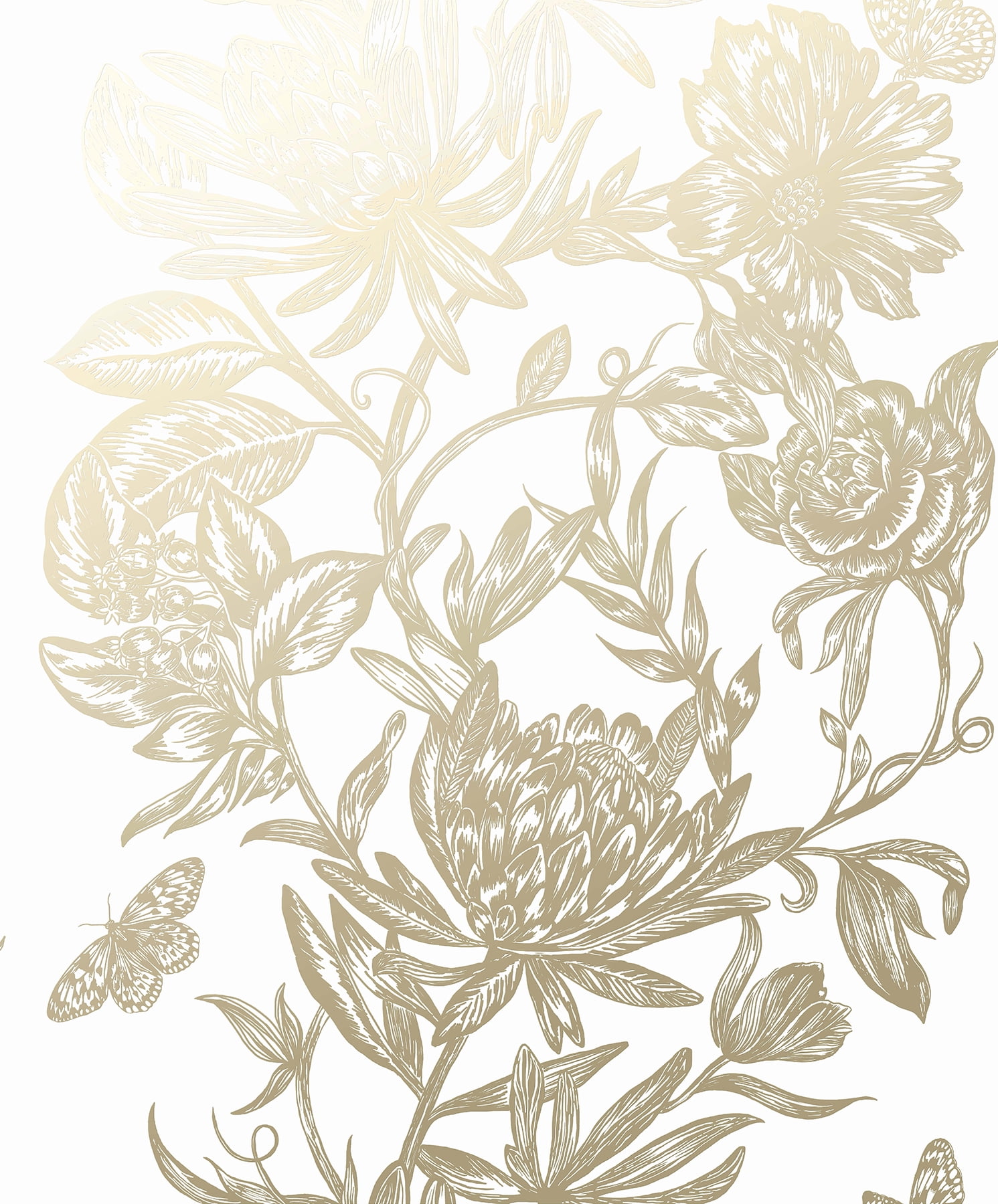 Marquis Gold and White Floral Vinyl Wallpaper