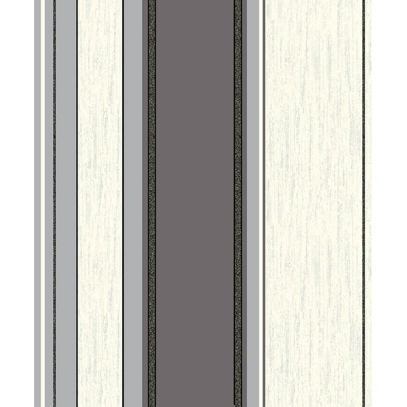 Advantage Mirabelle Black Stripe Unpasted Vinyl Wallpaper, 20.5-in by 33-ft, 56.4 sq. ft.