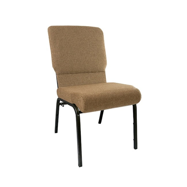 Mixed Tan Fabric and Metal Stacking Church Chair