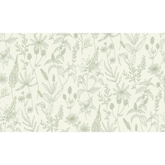 Advantage Nami Olive Floral Unpasted Expanded Vinyl Wallpaper, 21-in by 33-ft, 57.8 sq. ft.