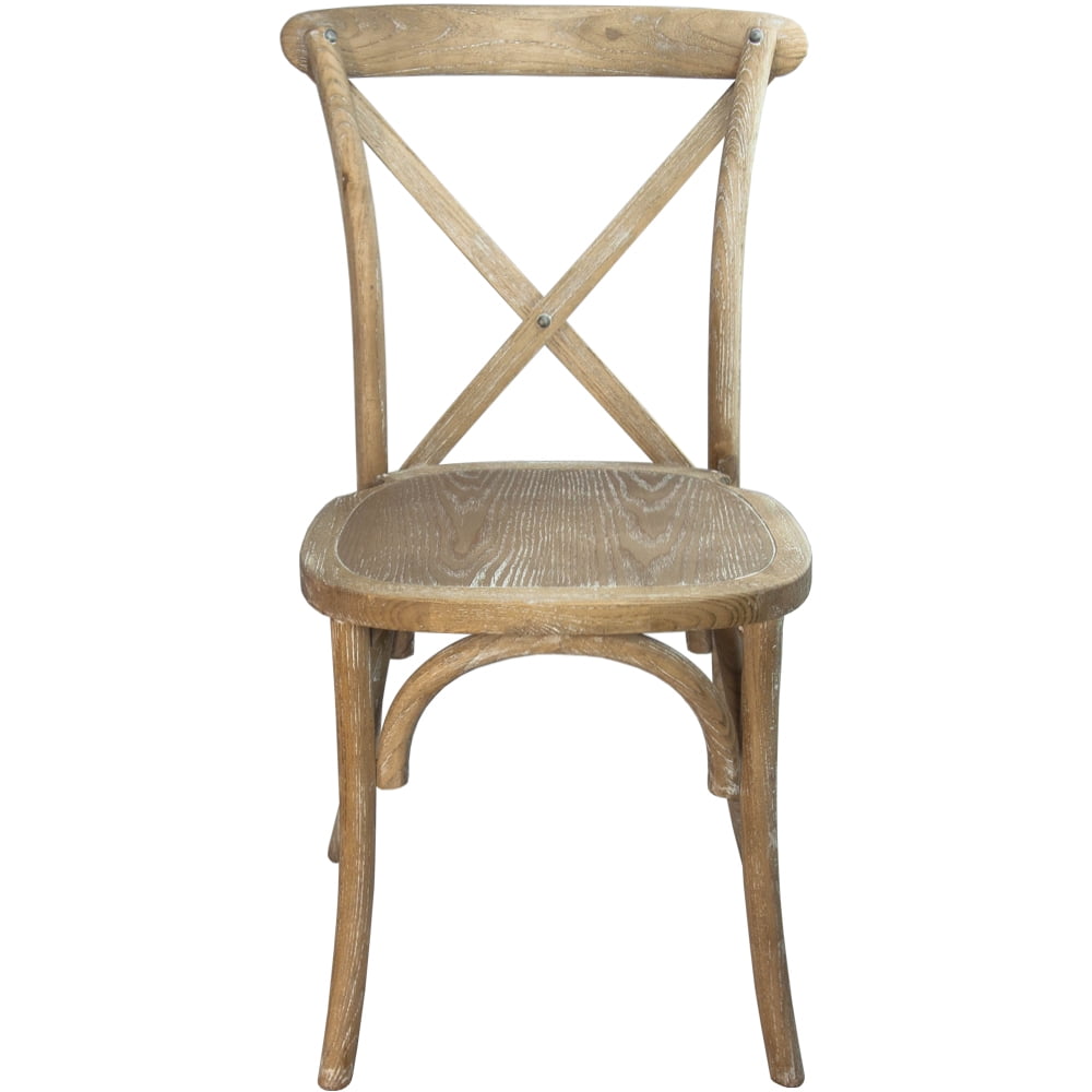 Natural White Grain Wood Cross Back Dining Chair