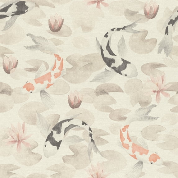 Advantage Nobu Beige Koi Fish Wallpaper