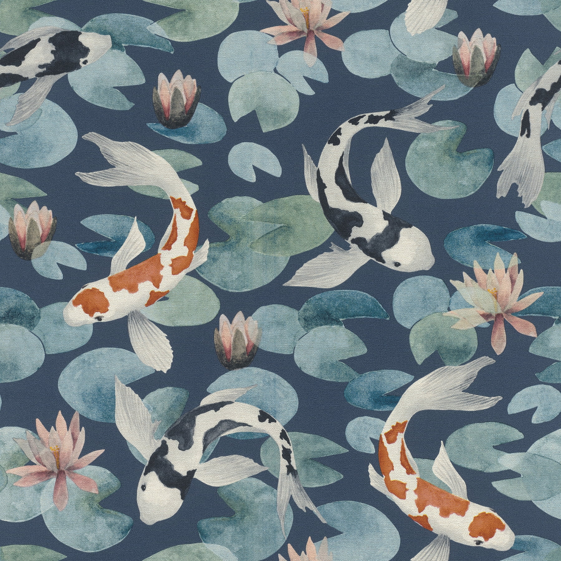 Nobu Blue Koi Fish 3D Vinyl Wallpaper