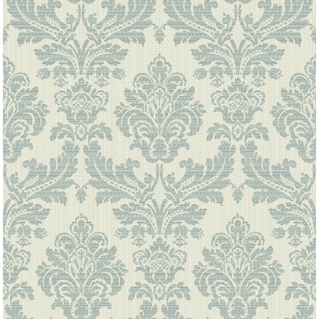 Advantage Piers Teal Texture Damask Unpasted Non Woven Wallpaper, 20.5-in by 33-ft, 56.4 sq. ft.