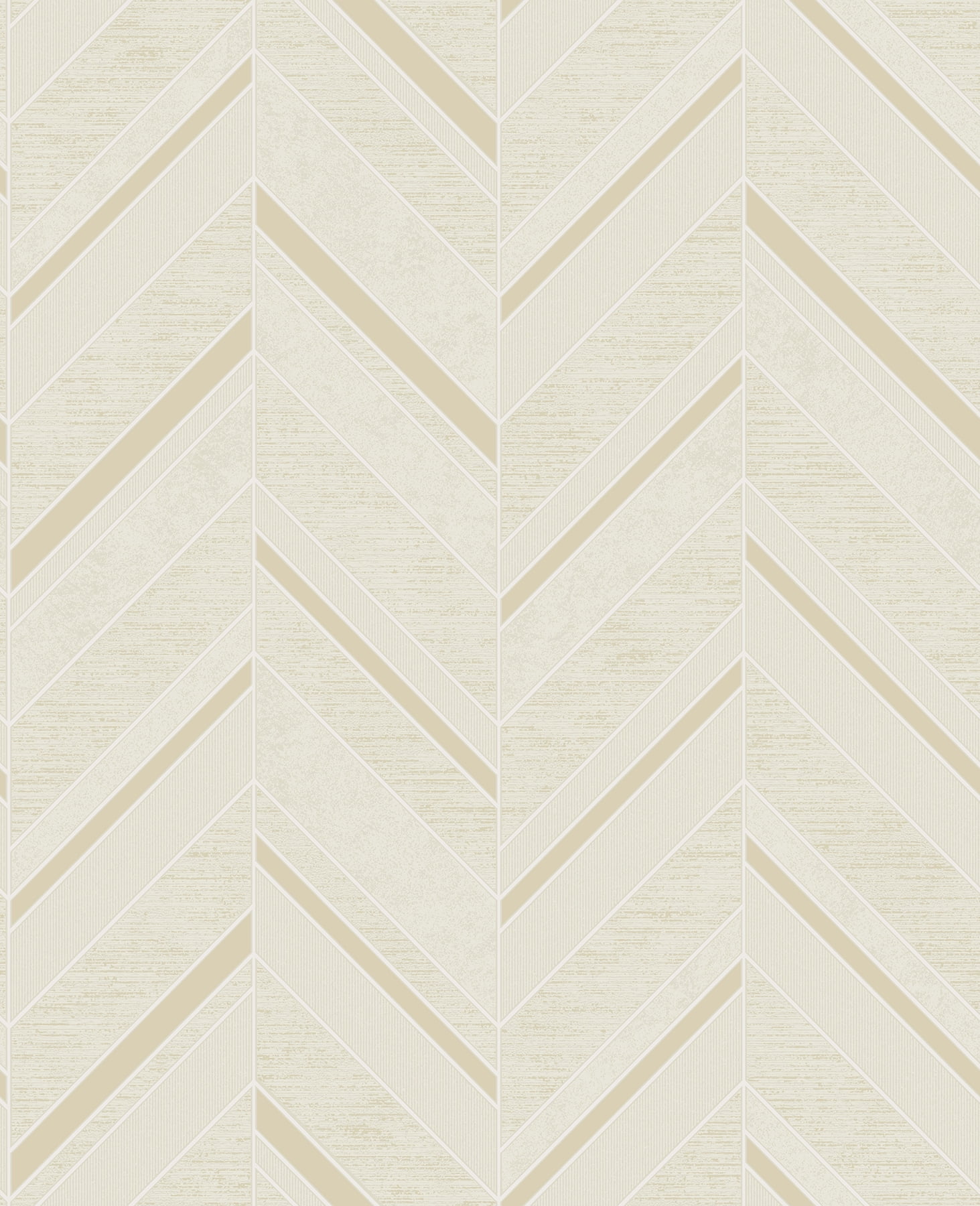 Cream and Gold 3D Chevron Vinyl Wallpaper